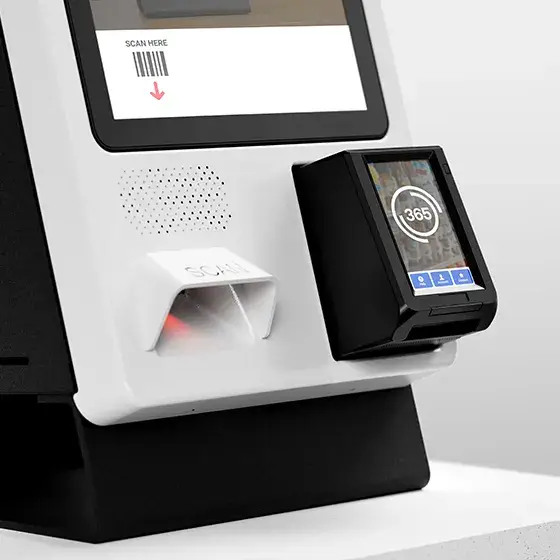 Scanner detail on micro market kiosk