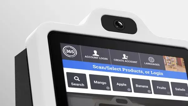 AI camera close-up on kiosk